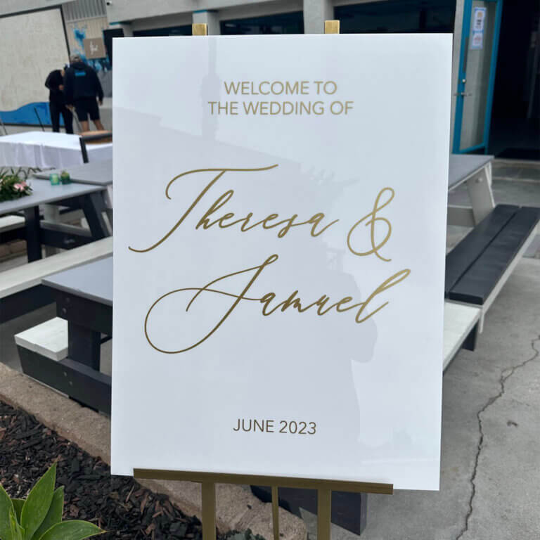 welcome to the wedding of theresa and samuel